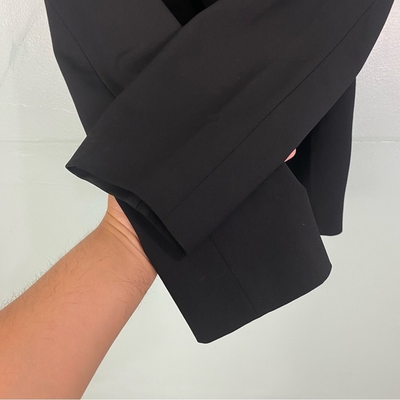 Eileen Fisher Black Wool Blend Crepe Blazer 2 Button Closure Sz L - Picture 6 of 9